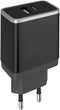 Mobiparts Wall Charger - USB-A/USB-C 2.4A met USB-C naar Lightning Kabel - Zwart