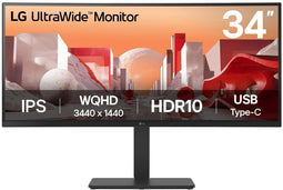 LG 34BA75QE - 34" UltraWide™ QHD IPS Monitor - USB-C 90W Power Delivery - Zwart