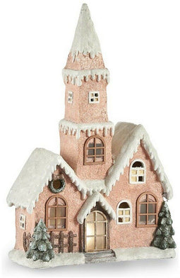 Decoratieve figuren Roze Kerstmis LED Licht Huis Magnesium (21 x 77 x 48 cm)
