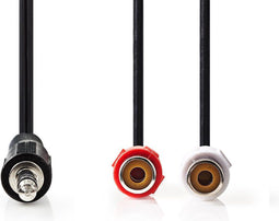 Nedis Stereo-Audiokabel - 3,5 mm Male - 2x RCA Female - Vernikkeld - 0.20 m - Rond - Zwart - Label