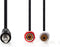 Nedis Stereo-Audiokabel - 3,5 mm Male - 2x RCA Female - Vernikkeld - 0.20 m - Rond - Zwart - Label