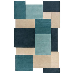FLAIR RUGS Collage Wol Vloerkleed 150x240 cm – Teal