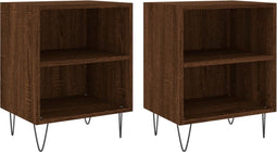 vidaXL - Nachtkastjes - 2 - st - 40x30x50 - cm - bewerkt - hout - bruin - eikenkleur