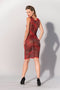 Printed Datex jurk met rood golvend dessin - XL
