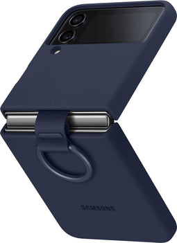 Samsung Galaxy Z Flip4 - Siliconen Cover met Ring - Donkerblauw