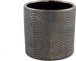 PTMD Mable Black Ceramic Pot Gold Snake Print L