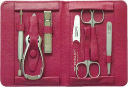 Excellent-Solingen Manicure Etui - 7-Delig - Rood Lederen Etui - Hoogwaardige Nagelverzorging