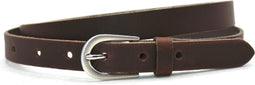Dames Riem Leer Bruin - 2 cm Breed – Smalle Leren Dames Riem Bruin - Taillemaat 95 - Totale lengte 110 cm