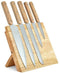 LIVOO MEC136 - Set van 5 messen - RVS lemmet - Magnetische steun - Hout (5 stuks)