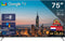 Google Smart TV | TeeView 75 inch QLED TV | 4K Ultra HD Google TV | 3xHDMI 2x USB | Ci+ | Triple Tuner DVB-T/T2/S/S2/C | Frameless Design | Smart TV | in Eindhoven geassembleerd | TeeView TV75QQG-EU