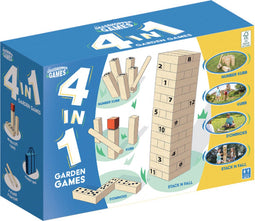 Grasshopper 4-in-1 Houten Garden Games Kubb/domino/jenga