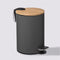 Prullenbak/pedaalemmer donkergrijs metaal 3 liter - 17 x 24 cm - Voor badkamer en toilet