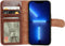 Mobiparts Excellent Wallet Case - Flip Cover - Echt leder - Bruin (iPhone 13 Pro)