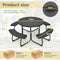 Coast Picknicktafel - 8 Personen - 190 x 76 cm - Parasolgat - Zwart/Grijs/Wit