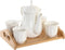 Set van koffiekopjes DKD Home Decor Natuurlijk Porselein Wit Bamboe