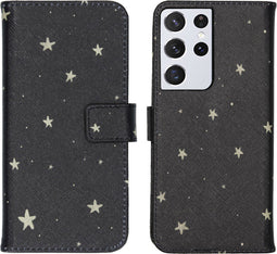 iMoshion Hoesje Geschikt voor Samsung Galaxy S21 Ultra Hoesje Met Pasjeshouder - iMoshion Design Softcase Bookcase - Meerkleurig / Stars Gold