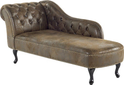 NIMES - Chaise longue - Donkerbruin - Linkerzijde - Kunstsuède