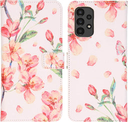 iMoshion Hoesje Geschikt voor Samsung Galaxy A13 (4G) Hoesje Met Pasjeshouder - iMoshion Design Softcase Bookcase - Roze / Blossom Watercolor