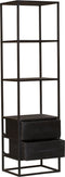 Boekenkast industrieel - Boekenkast Milan - Boekenkast mangohout zwart 55 cm