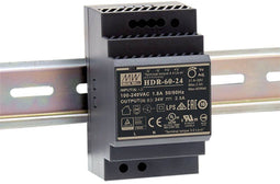 Mean Well HDR-60-24 - Voeding - 60 W - DIN-railmontage - 24 V 2.5 A - Zwart