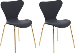 BOONVILLE - Eetkamerstoel - Zwart/Goud- Synthetisch materiaal