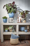Mica Decorations - Plantenpot/bloempot - terracotta - blauw glans flakes relief- D29/H26 cm