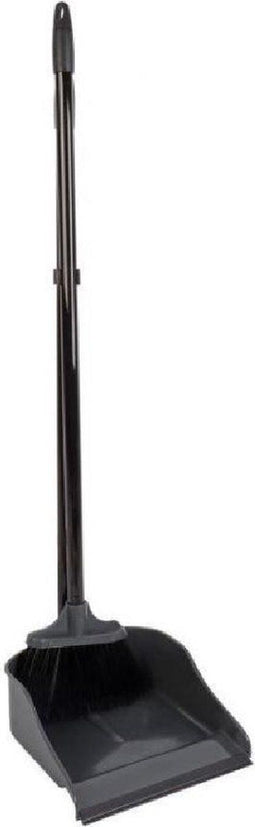 Luxe stoffer en blik zwart met steel 83 x 24 x 18 cm - stofblikset - schoonmaakartikelen