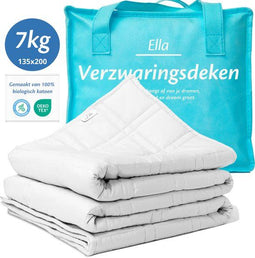 Ella Verzwaringsdeken 7 kg - OEKO-TEX Katoen - 135 x 200 cm - Verzwaarde Deken - Wit