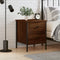 vidaXL - Nachtkastje - 40x42x50 - cm - bewerkt - hout - bruin - eikenkleur