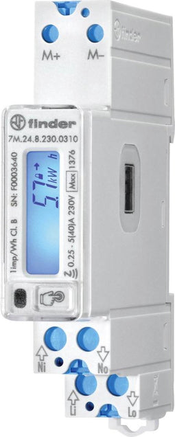 Finder 7M.24.8.230.0310 Bidirectionele kWH-meter (DIN-rail) Digitaal 40 A Conform MID: Ja 1 stuk(s)