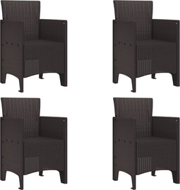 vidaXL - Tuinstoelen - 4 - stuks - Bruin - Poly - Rieten