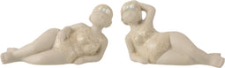 J-Line figuur Vrouw Badpak Liggend - keramiek - beige - 2 stuks