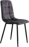 Refurna Yerevan - Eetkamerstoel Velvet - Ruitpatroon - Antraciet (set van 2)