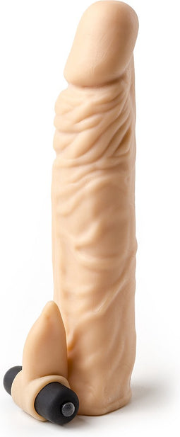 Vibrerende penis sleeve die echt aanvoelt - 20 cm - beige