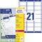Avery L7160, Adresetiketten, Laser, Ultragrip, wit, 100 vellen, 21 per vel, 63,5 x 38,1 mm