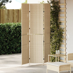 vidaXL - Kamerscherm - 3 - Panelen - Opvouwbaar - Beige - 147x180 - cm - Poly - Rattan