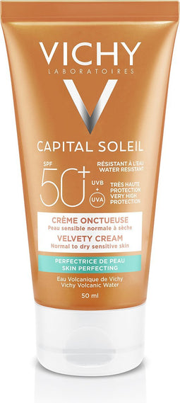 Vichy Capital Soleil SPF50+ Fluweelachtige Zonnecrème Normale tot Droge Huid - Gelaat 50ml