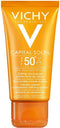 Vichy Capital Soleil SPF50+ Fluweelachtige Zonnecrème Normale tot Droge Huid - Gelaat 50ml