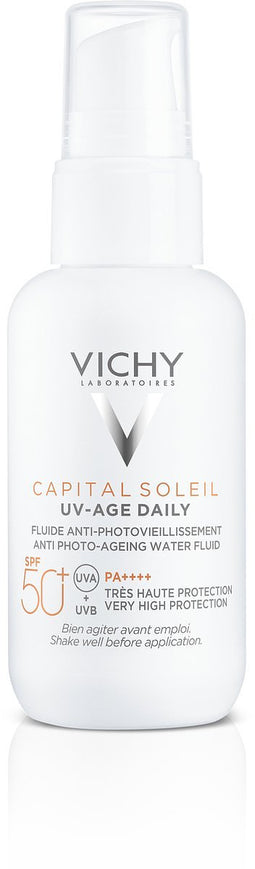 Vichy Capital Soleil UV-Age Daily SPF50+ - Zonnefluide Dagelijkse Bescherming - Gezicht - Niacinamide (Vitamine B3) en Peptiden - 40ml