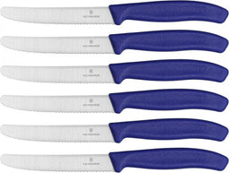 Victorinox Swiss Classic Tafelmessenset - 6-delig - Blauw - Gekarteld