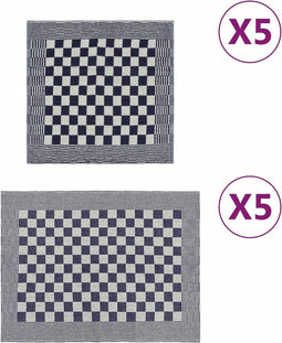 vidaXL - 10-delige - Keukendoekenset - katoen - blauw - en - wit