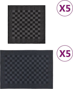 vidaXL - 10-delige - Keukendoekenset - katoen - zwart - en - grijs