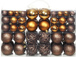 vidaXL - 100-delige - Kerstballenset - 3/4/6 - cm - bruin/bronskleur/goudkleurig