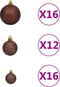 vidaXL - 100-delige - Kerstballenset - 3/4/6 - cm - bruin/bronskleur/goudkleurig