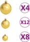 vidaXL - 100-delige - Kerstballenset - 3/4/6 - cm - bruin/bronskleur/goudkleurig