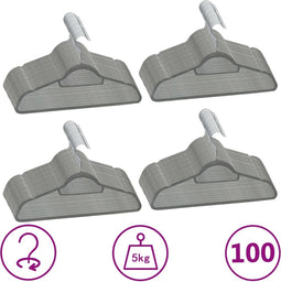 vidaXL - 100-delige - Kledinghangerset - anti-slip - fluweel - grijs