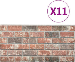 vidaXL 11 st Wandpanelen 3D donkerbruine en grijze baksteen EPS