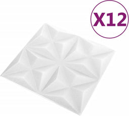 vidaXL - 12 - st - Wandpanelen - 3D - origami - 3 - m² - 50x50 - cm - wit
