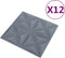 vidaXL - 12 - st - Wandpanelen - 3D - origami - 3 - m² - 50x50 - cm - grijs