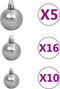 vidaXL - 120-delige - Kerstballenset - met - piek - en - 300 - LED's - wit - en - grijs